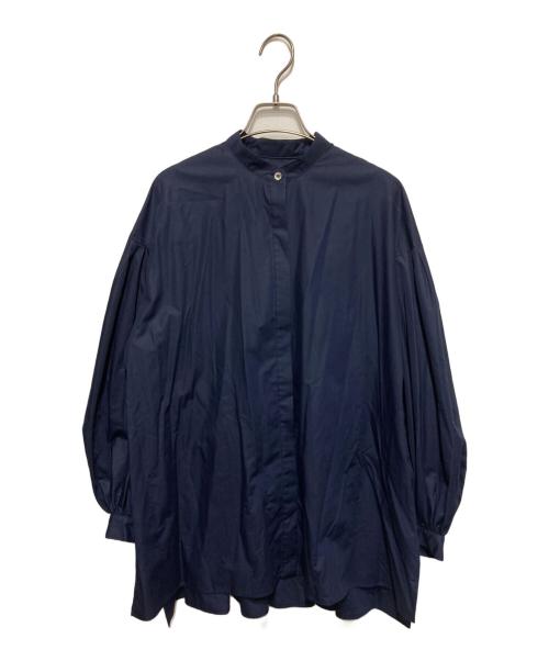 LE PHIL（ル フィル）LE PHIL (ル フィル) ライトタイプライターギャザーブラウス ネイビー サイズ:Fの古着・服飾アイテム