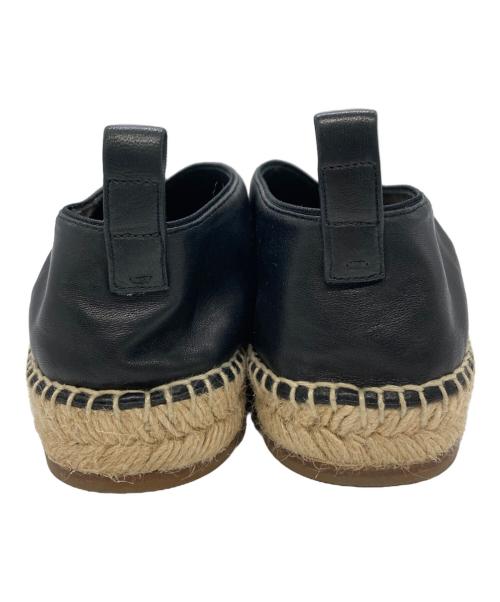 CELINE（セリーヌ）CELINE (セリーヌ) Vカット ポインテッドトゥ レザー エスパドリーユ スリッポン ブラック サイズ:37の古着・服飾アイテム