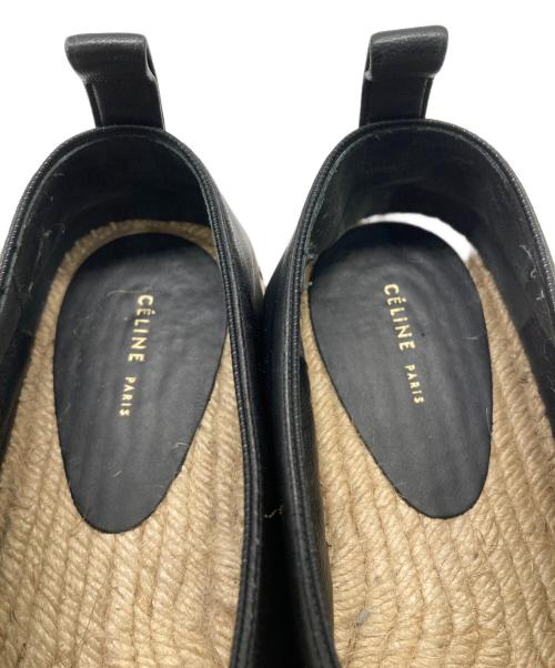 CELINE（セリーヌ）CELINE (セリーヌ) Vカット ポインテッドトゥ レザー エスパドリーユ スリッポン ブラック サイズ:37の古着・服飾アイテム