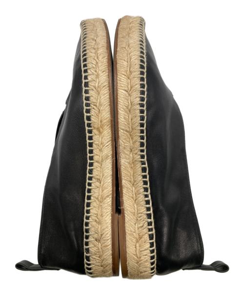 CELINE（セリーヌ）CELINE (セリーヌ) Vカット ポインテッドトゥ レザー エスパドリーユ スリッポン ブラック サイズ:37の古着・服飾アイテム