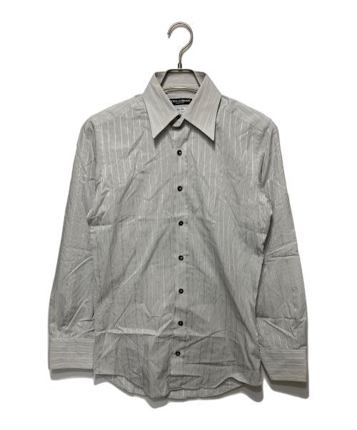 DOLCE & GABBANA（ドルチェ＆ガッバーナ）DOLCE & GABBANA (ドルチェ＆ガッバーナ) ストライプシャツ ライトグレー サイズ:15/38の古着・服飾アイテム