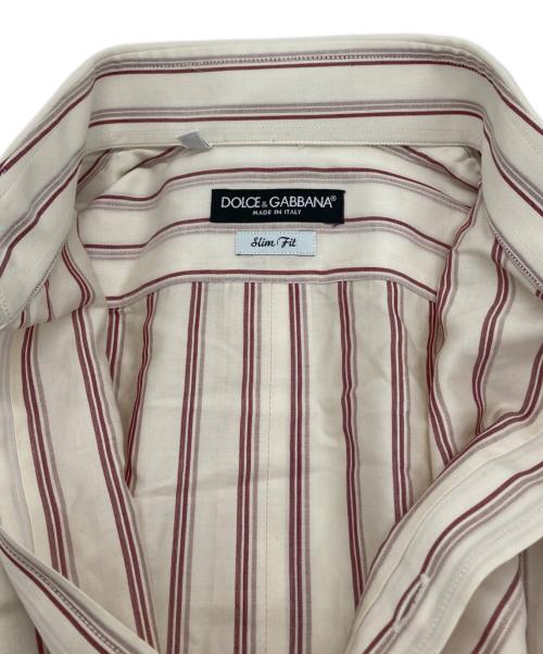 DOLCE & GABBANA（ドルチェ＆ガッバーナ）DOLCE & GABBANA (ドルチェ＆ガッバーナ) ストライプシャツ アイボリー×レッド サイズ:15/38の古着・服飾アイテム