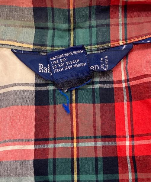 RALPH LAUREN（ラルフローレン）RALPH LAUREN (ラルフローレン) チェック柄ハリントンジャケット レッド×グリーン サイズ:Mの古着・服飾アイテム