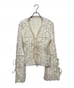 PRANK PROJECTプランクプロジェクト）の古着「Fringe Jacquard Frill Cardigan」｜アイボリー