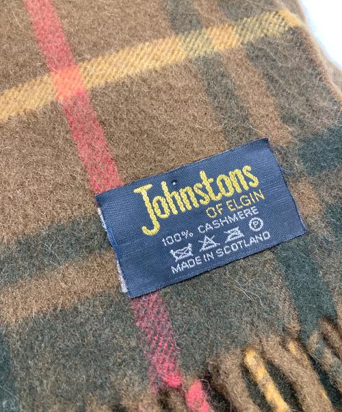 JOHNSTONS OF ELGIN（ジョンストンズオブエルガン）JOHNSTONS OF ELGIN (ジョンストンズオブエルガン) カシミヤチェックマフラー ブラウンの古着・服飾アイテム