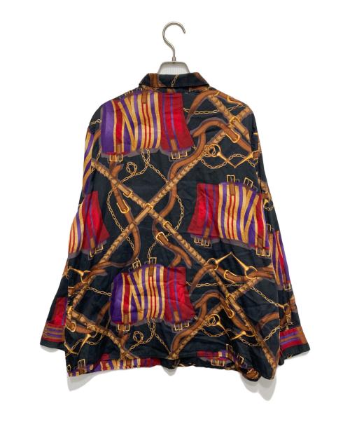 LAUREN RALPH LAUREN（ローレンラルフローレン）LAUREN RALPH LAUREN (ローレンラルフローレン) チェーン柄シャツ ブラック サイズ:1Xの古着・服飾アイテム