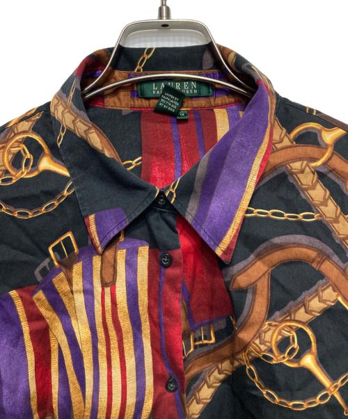 LAUREN RALPH LAUREN（ローレンラルフローレン）LAUREN RALPH LAUREN (ローレンラルフローレン) チェーン柄シャツ ブラック サイズ:1Xの古着・服飾アイテム