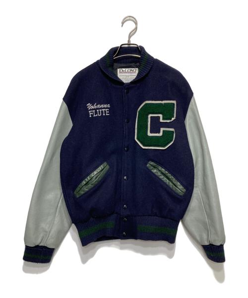 DeLong（デロング）Delong (デロング) アームレザースタジャン ネイビー サイズ:Sの古着・服飾アイテム