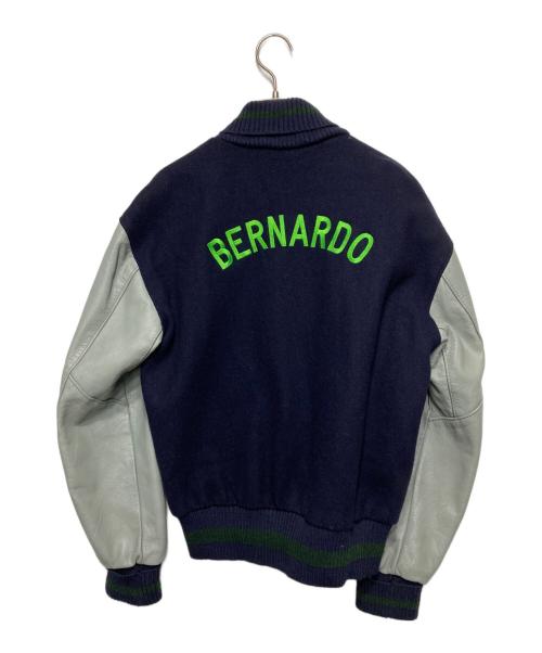 DeLong（デロング）Delong (デロング) アームレザースタジャン ネイビー サイズ:Sの古着・服飾アイテム