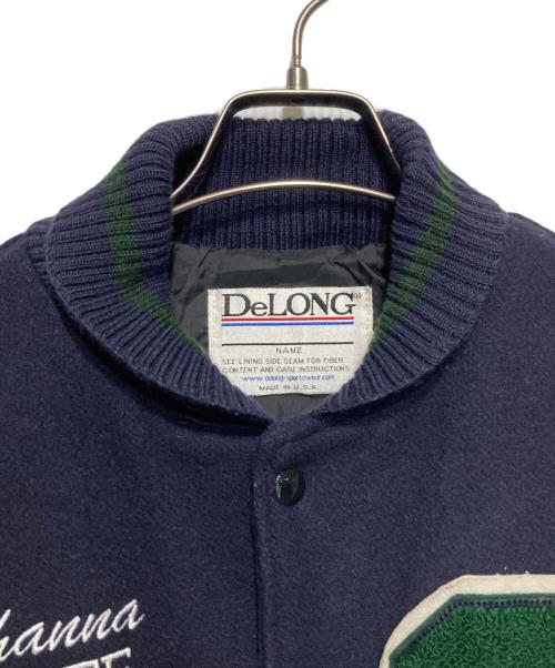 DeLong（デロング）Delong (デロング) アームレザースタジャン ネイビー サイズ:Sの古着・服飾アイテム