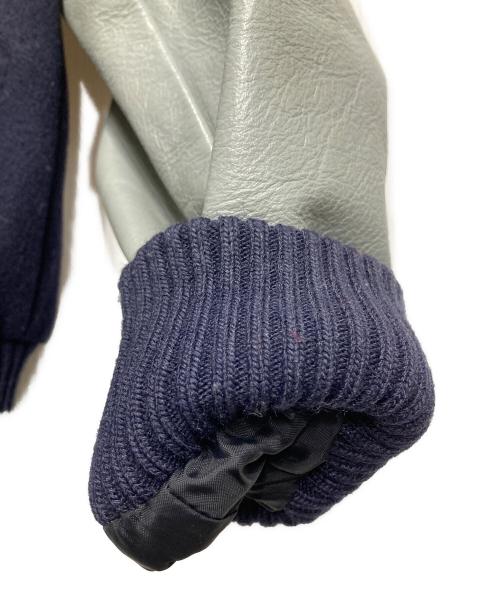 DeLong（デロング）Delong (デロング) アームレザースタジャン ネイビー サイズ:Sの古着・服飾アイテム