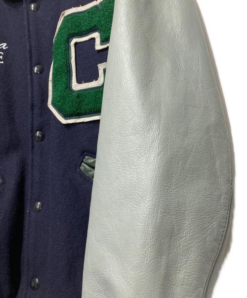 DeLong（デロング）Delong (デロング) アームレザースタジャン ネイビー サイズ:Sの古着・服飾アイテム