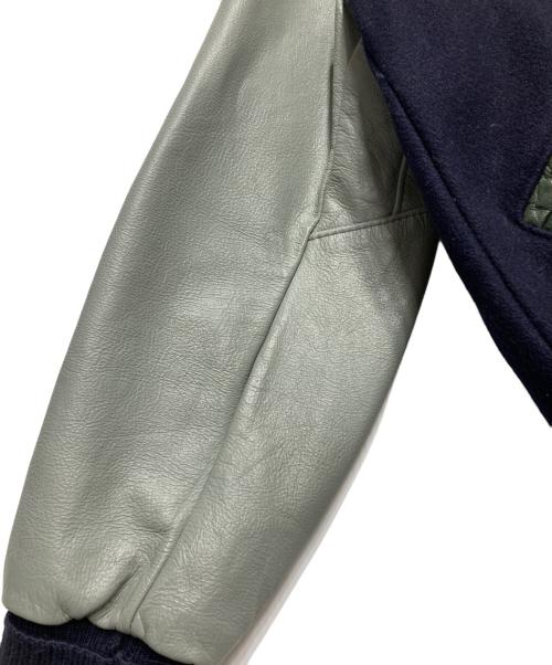 DeLong（デロング）Delong (デロング) アームレザースタジャン ネイビー サイズ:Sの古着・服飾アイテム