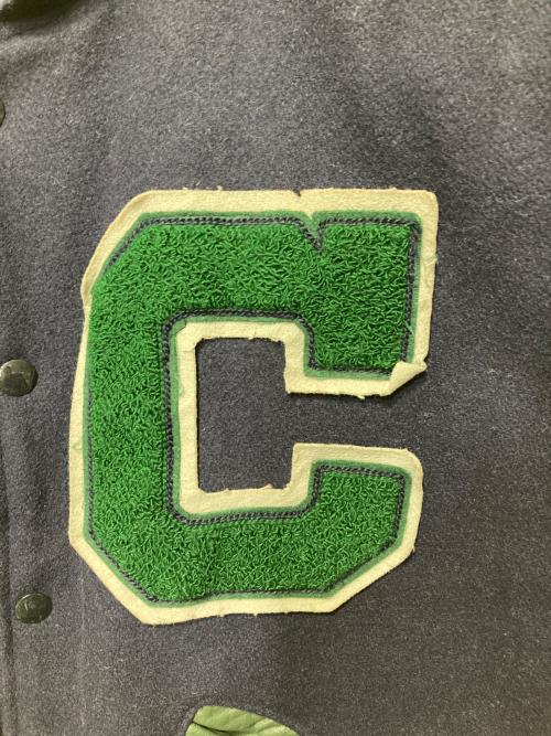 DeLong（デロング）Delong (デロング) アームレザースタジャン ネイビー サイズ:Sの古着・服飾アイテム