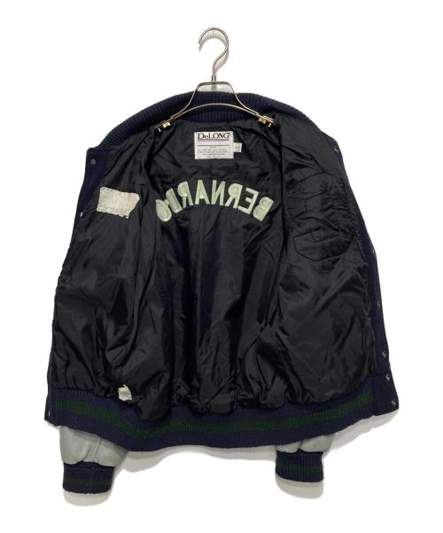 DeLong（デロング）Delong (デロング) アームレザースタジャン ネイビー サイズ:Sの古着・服飾アイテム