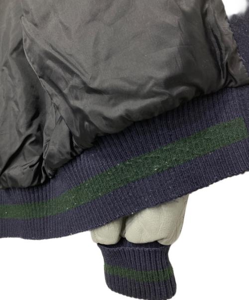 DeLong（デロング）Delong (デロング) アームレザースタジャン ネイビー サイズ:Sの古着・服飾アイテム