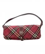 BURBERRY BLUE LABELバーバリーロンドンブルーレーベル）の古着「チェック柄ワンショルダーバッグ」｜ピンク