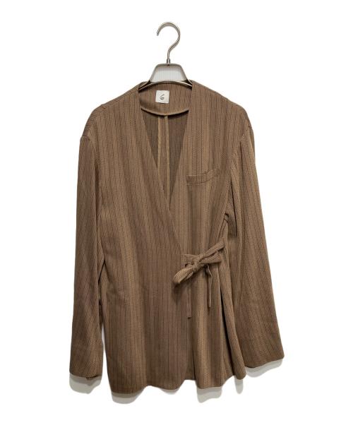 6(ROKU) BEAUTY&YOUTH（ロク ビューティーアンドユース）6(ROKU) BEAUTY&YOUTH (ロク ビューティーアンドユース) STRIPE JACKET/ジャケット ブラウン サイズ:36の古着・服飾アイテム