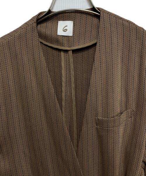 6(ROKU) BEAUTY&YOUTH（ロク ビューティーアンドユース）6(ROKU) BEAUTY&YOUTH (ロク ビューティーアンドユース) STRIPE JACKET/ジャケット ブラウン サイズ:36の古着・服飾アイテム