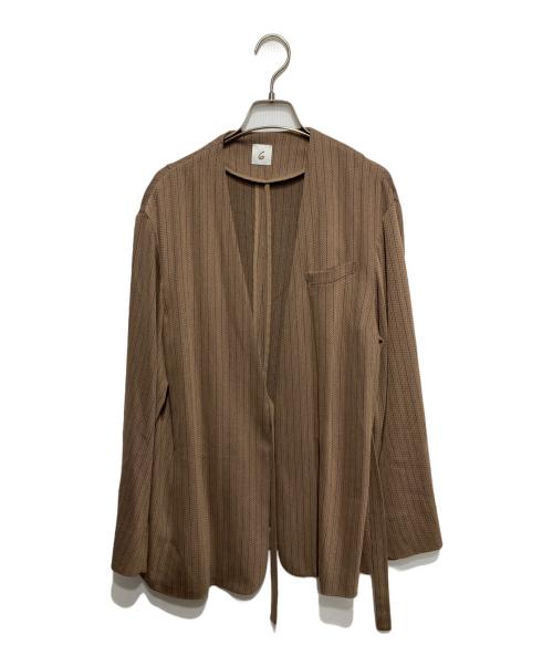 6(ROKU) BEAUTY&YOUTH（ロク ビューティーアンドユース）6(ROKU) BEAUTY&YOUTH (ロク ビューティーアンドユース) STRIPE JACKET/ジャケット ブラウン サイズ:36の古着・服飾アイテム