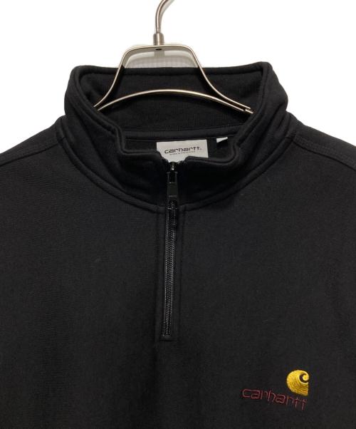 Carhartt WIP（カーハート ワークインプログレス）Carhartt WIP (カーハート ワークインプログレス) HALF ZIP AMERICAN SCRIPT SWEAT ブラック サイズ:XLの古着・服飾アイテム