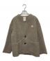 DANTON（ダントン）の古着「WOOL LIGHT PILE COLLARLESS JACKET/パイルジャケット」｜ベージュ