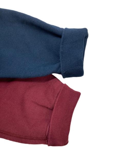 SUPREME（シュプリーム）SUPREME (シュプリーム) Color Blocked Arc Logo Hooded Sweatshirt グレー×ネイビー×ボルドー サイズ:Mの古着・服飾アイテム