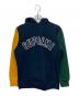 SUPREME（シュプリーム）の古着「Color Blocked Arc Logo Hooded Sweatshirt /カラー ブロックド アーチロゴ フーデッド スウェットシャツ」｜ネイビー×グリーン×イエロー
