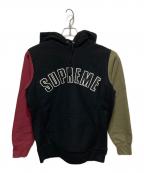 SUPREMEシュプリーム）の古着「Color Blocked Arc Logo Hooded Sweatshirt /カラー ブロックド アーチロゴ フーデッド スウェットシャツ」｜ブラック×カーキ×ボルドー