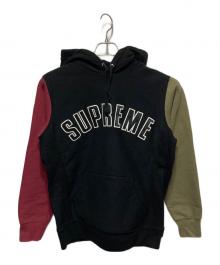 SUPREME（シュプリーム）の古着「Color Blocked Arc Logo Hooded Sweatshirt /カラー ブロックド アーチロゴ フーデッド スウェットシャツ」｜ブラック×カーキ×ボルドー