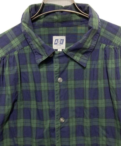 AiE（エーアイイー）AiE (エーアイイー) チェックシャツ グリーン×ネイビー サイズ:Lの古着・服飾アイテム