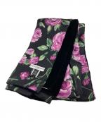DOLCE & GABBANAドルチェ＆ガッバーナ）の古着「ベロア花柄マフラー」｜ブラック×パープル