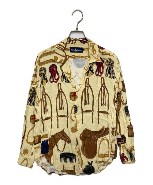 RALPH LAUREN（ラルフローレン）RALPH LAUREN (ラルフローレン) 馬具柄オープンカラーシャツ イエロー サイズ:9の古着・服飾アイテム
