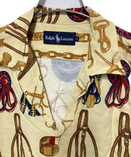 RALPH LAUREN（ラルフローレン）RALPH LAUREN (ラルフローレン) 馬具柄オープンカラーシャツ イエロー サイズ:9の古着・服飾アイテム