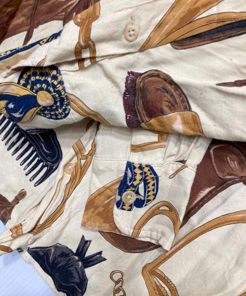 RALPH LAUREN（ラルフローレン）RALPH LAUREN (ラルフローレン) 馬具柄オープンカラーシャツ イエロー サイズ:9の古着・服飾アイテム