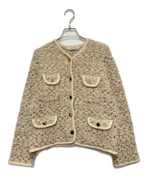 TORRAZZO DONNA（トラッゾドンナ）TORRAZZO DONNA (トラッゾドンナ) ツイードニットジャケット ベージュ サイズ:Fの古着・服飾アイテム
