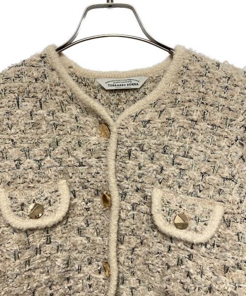 TORRAZZO DONNA（トラッゾドンナ）TORRAZZO DONNA (トラッゾドンナ) ツイードニットジャケット ベージュ サイズ:Fの古着・服飾アイテム