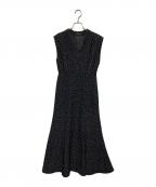 anuansアニュアンス）の古着「ドットノースリーブマーメイドワンピース」｜ブラック