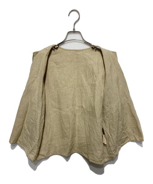 JURGEN LEHL（ヨーガンレール）JURGEN LEHL (ヨーガンレール) 麻縮み ノーカラー ジャケット ベージュ サイズ:表記なしの古着・服飾アイテム