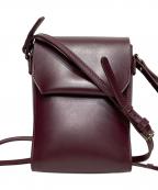 YAHKIヤーキ）の古着「スクエアミニレザーショルダーバッグ」｜ボルドー