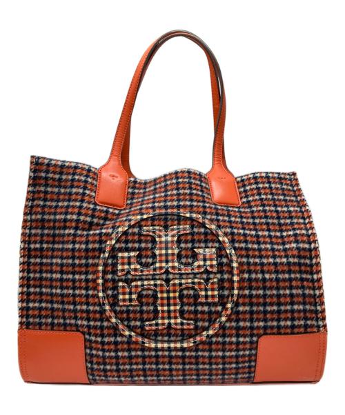 TORY BURCH（トリーバーチ）TORY BURCH (トリーバーチ) ELLA PLAID MINI トートバッグ オレンジの古着・服飾アイテム