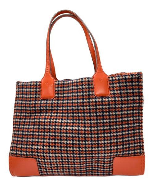 TORY BURCH（トリーバーチ）TORY BURCH (トリーバーチ) ELLA PLAID MINI トートバッグ オレンジの古着・服飾アイテム