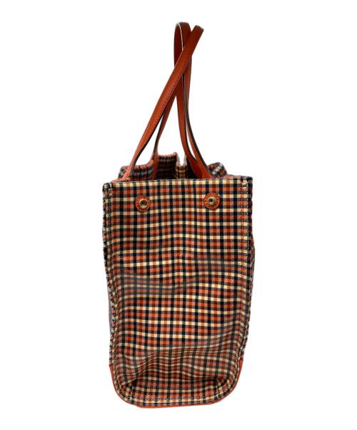 TORY BURCH（トリーバーチ）TORY BURCH (トリーバーチ) ELLA PLAID MINI トートバッグ オレンジの古着・服飾アイテム