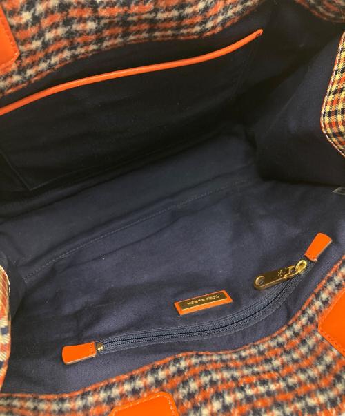 TORY BURCH（トリーバーチ）TORY BURCH (トリーバーチ) ELLA PLAID MINI トートバッグ オレンジの古着・服飾アイテム