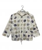 MICHIGAN RAGミシガンラグ）の古着「総柄フーデッドジャケット」｜ホワイト×ネイビー