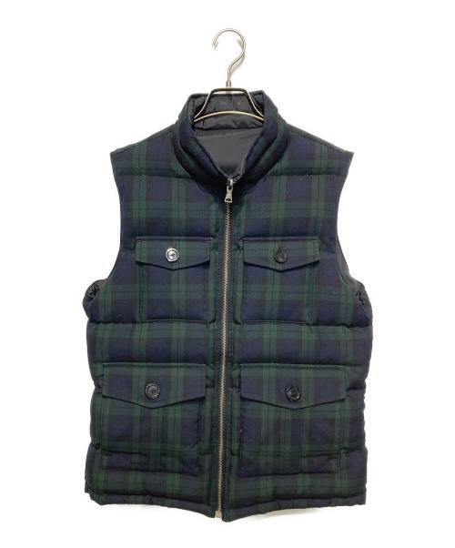 BURBERRY BLACK LABEL（バーバリーブラックレーベル）BURBERRY BLACK LABEL (バーバリーブラックレーベル) リバーシブルダウンベスト ネイビー×カーキ サイズ:Lの古着・服飾アイテム