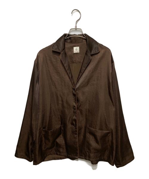 6(ROKU) BEAUTY&YOUTH（ロク ビューティーアンドユース）6(ROKU) BEAUTY&YOUTH (ロク ビューティーアンドユース) SATIN PIPING SHIRT/シャツ ブラウン サイズ:表記なしの古着・服飾アイテム
