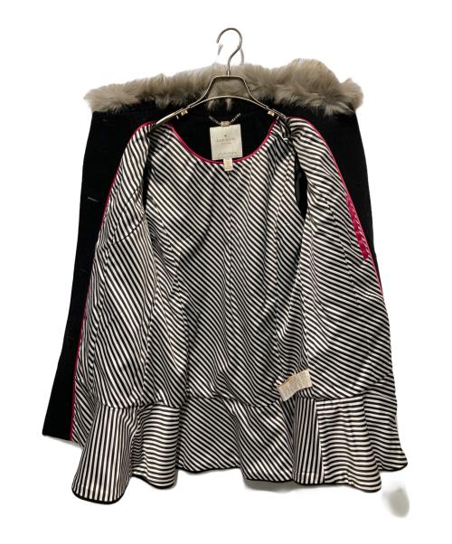 Kate Spade（ケイトスペード）Kate Spade (ケイトスペード) FAUX FUR COLLAR COAT/フォックスファーカラーコート ブラック サイズ:Mの古着・服飾アイテム