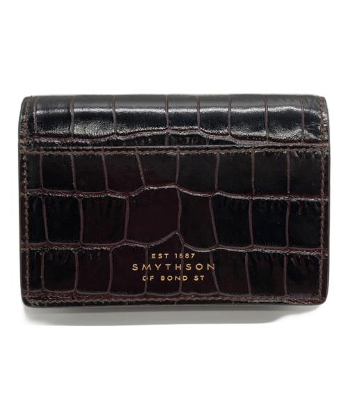 SMYTHSON（スマイソン）SMYTHSON (スマイソン) クロコ型押しカードケース ブラウンの古着・服飾アイテム