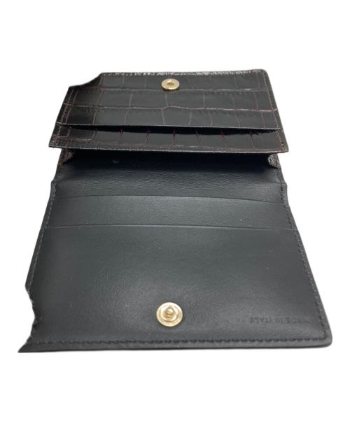 SMYTHSON（スマイソン）SMYTHSON (スマイソン) クロコ型押しカードケース ブラウンの古着・服飾アイテム